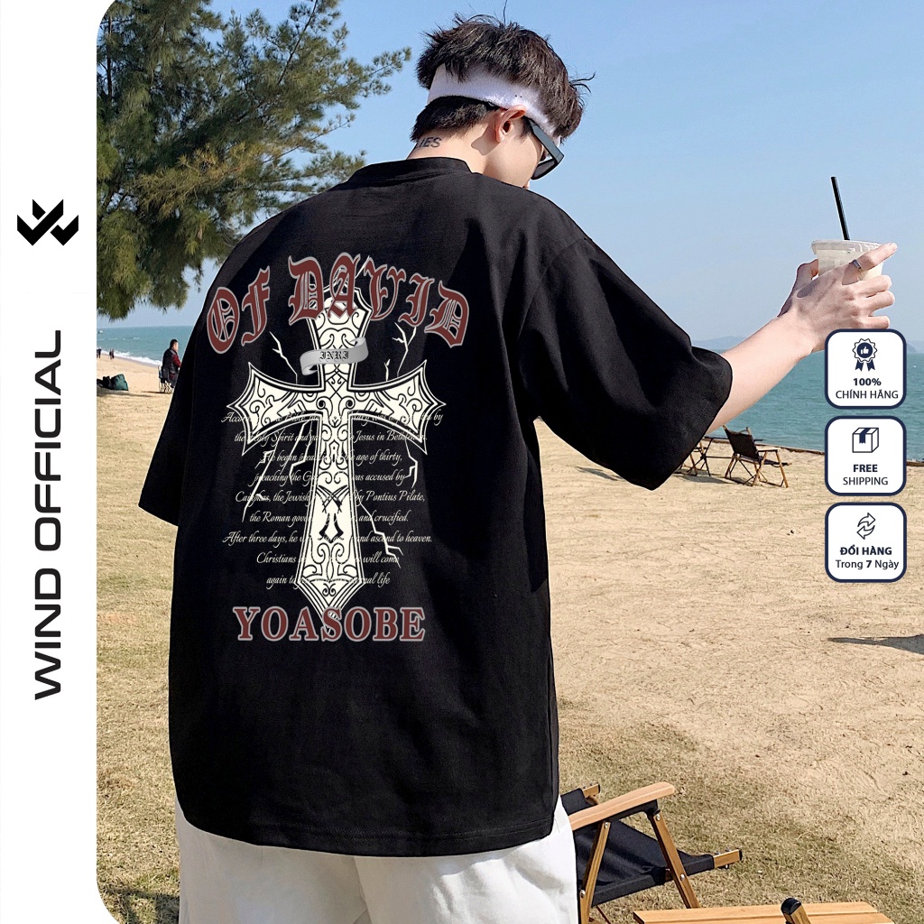 Áo thun tay lỡ WIND unisex form rộng YOASOBE 65% cotton thời trang nam nữ oversize ulzzang