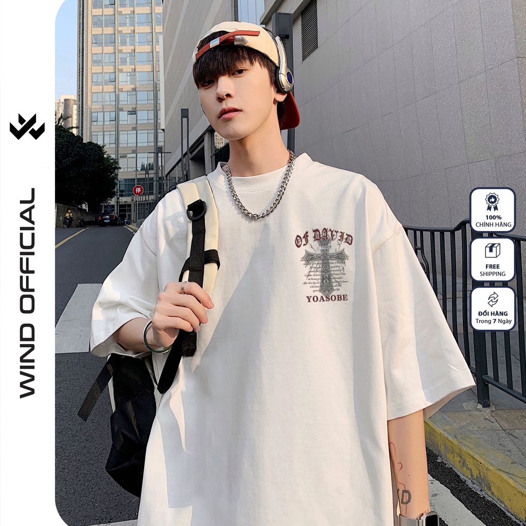 Áo thun tay lỡ WIND unisex form rộng YOASOBE 65% cotton thời trang nam nữ oversize ulzzang