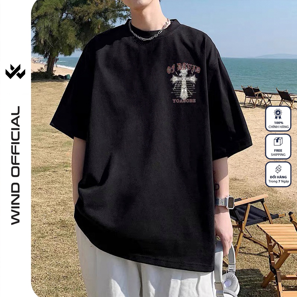 Áo thun tay lỡ WIND unisex form rộng YOASOBE 65% cotton thời trang nam nữ oversize ulzzang