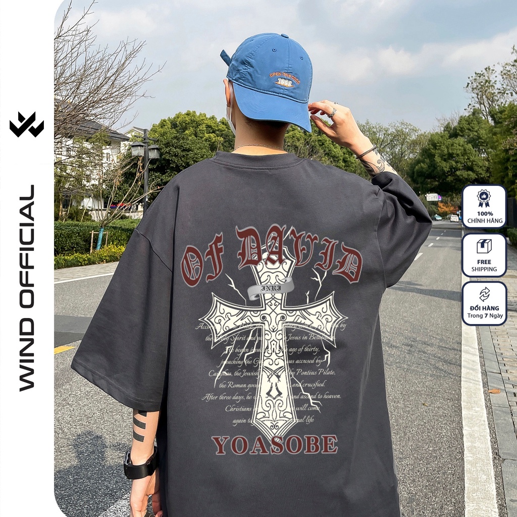 Áo thun tay lỡ WIND unisex form rộng YOASOBE 65% cotton thời trang nam nữ oversize ulzzang