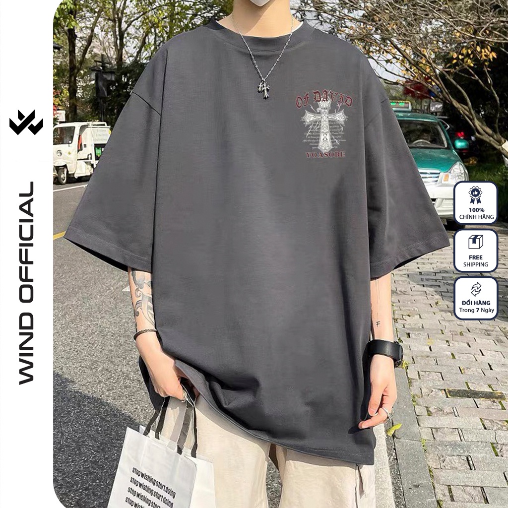 Áo thun tay lỡ WIND unisex form rộng YOASOBE 65% cotton thời trang nam nữ oversize ulzzang