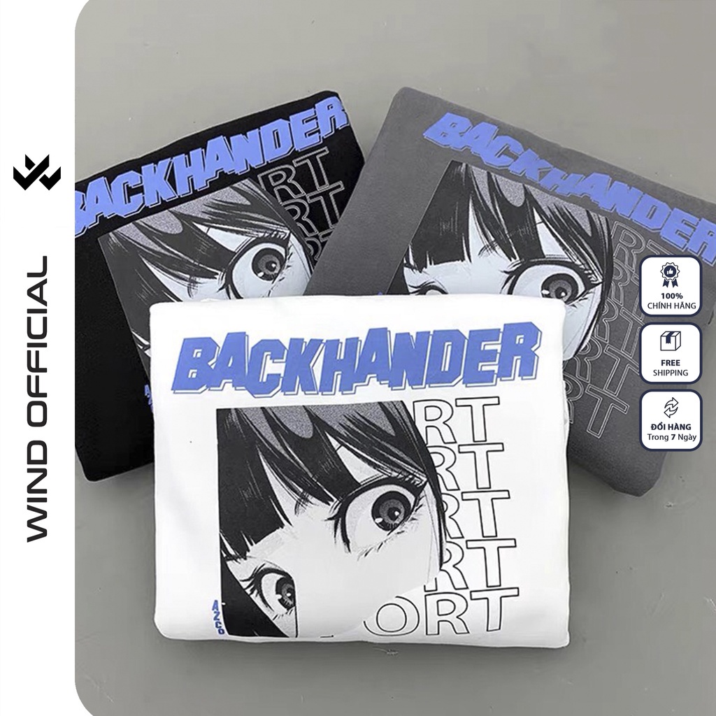 Áo sweater form rộng WIND unisex BACKHANDER oversize tay dài thời trang nam nữ ulzzang