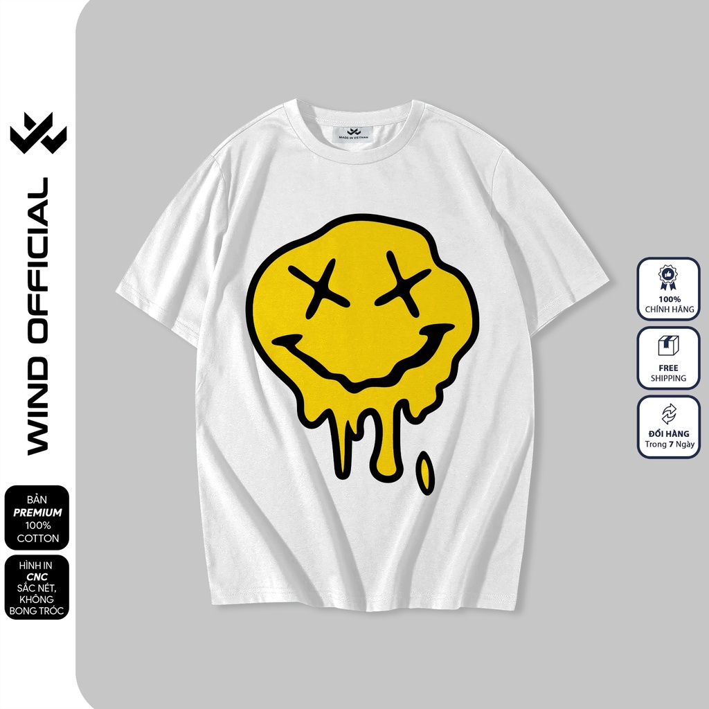 Áo thun tay lỡ form rộng WIND phông unisex Drew Mặt Quỷ 65% cotton nam nữ oversize