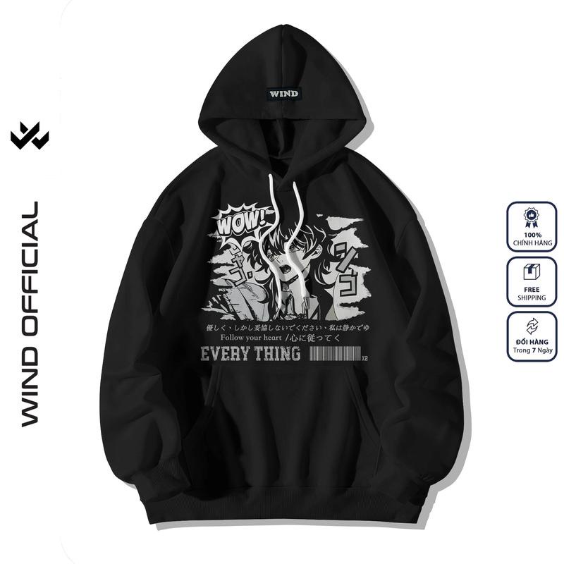 Áo hoodie form rộng ANIME WOW WIND Clothing Unisex thời trang nam nữ oversize