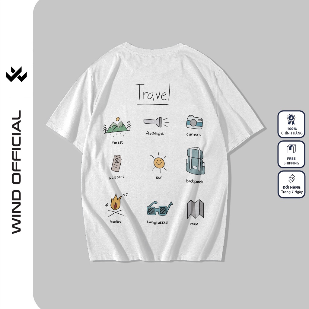 Áo thun tay lỡ WIND unisex form rộng TRAVEL cotton thời trang nam nữ oversize ulzzang