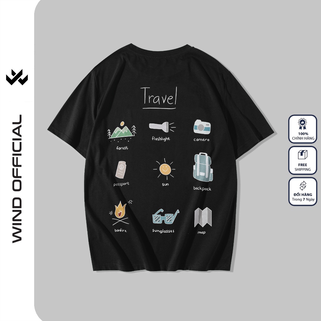 Áo thun tay lỡ WIND unisex form rộng TRAVEL cotton thời trang nam nữ oversize ulzzang