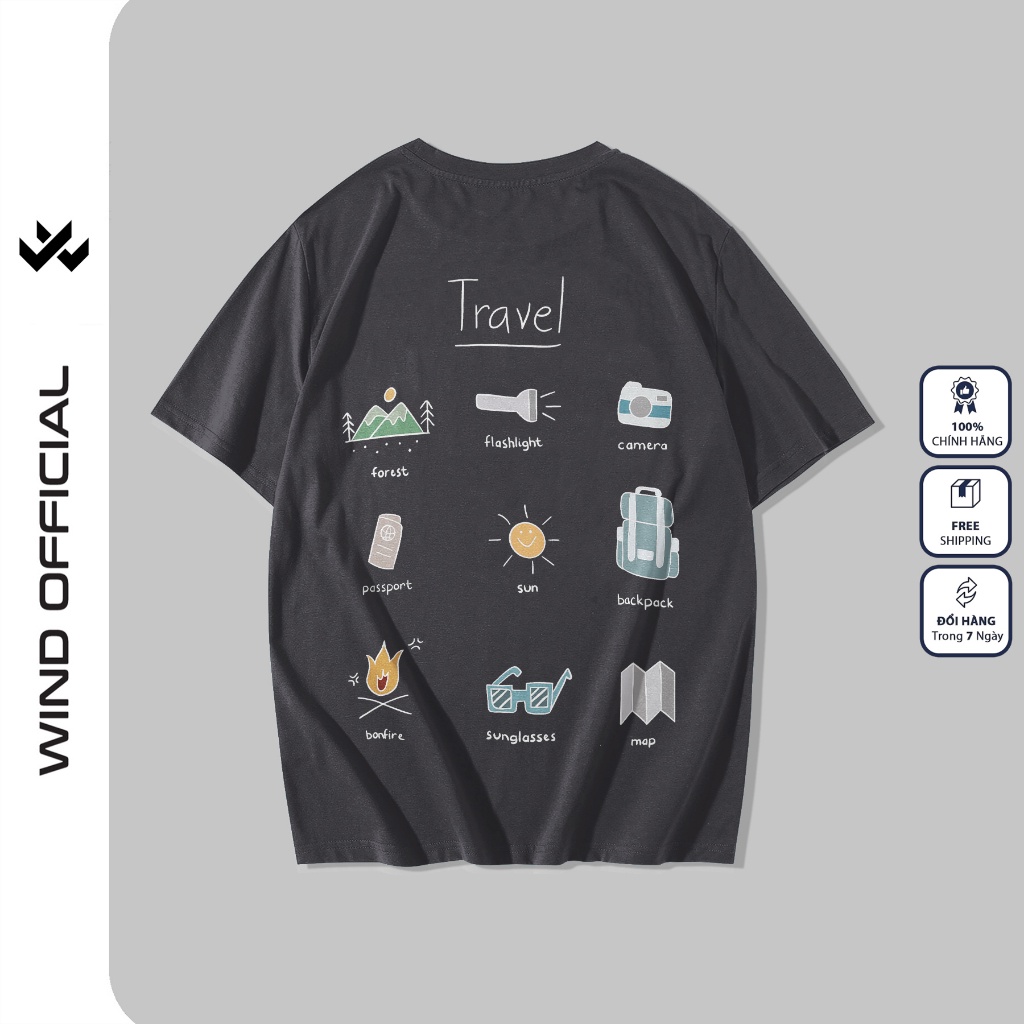 Áo thun tay lỡ WIND unisex form rộng TRAVEL cotton thời trang nam nữ oversize ulzzang