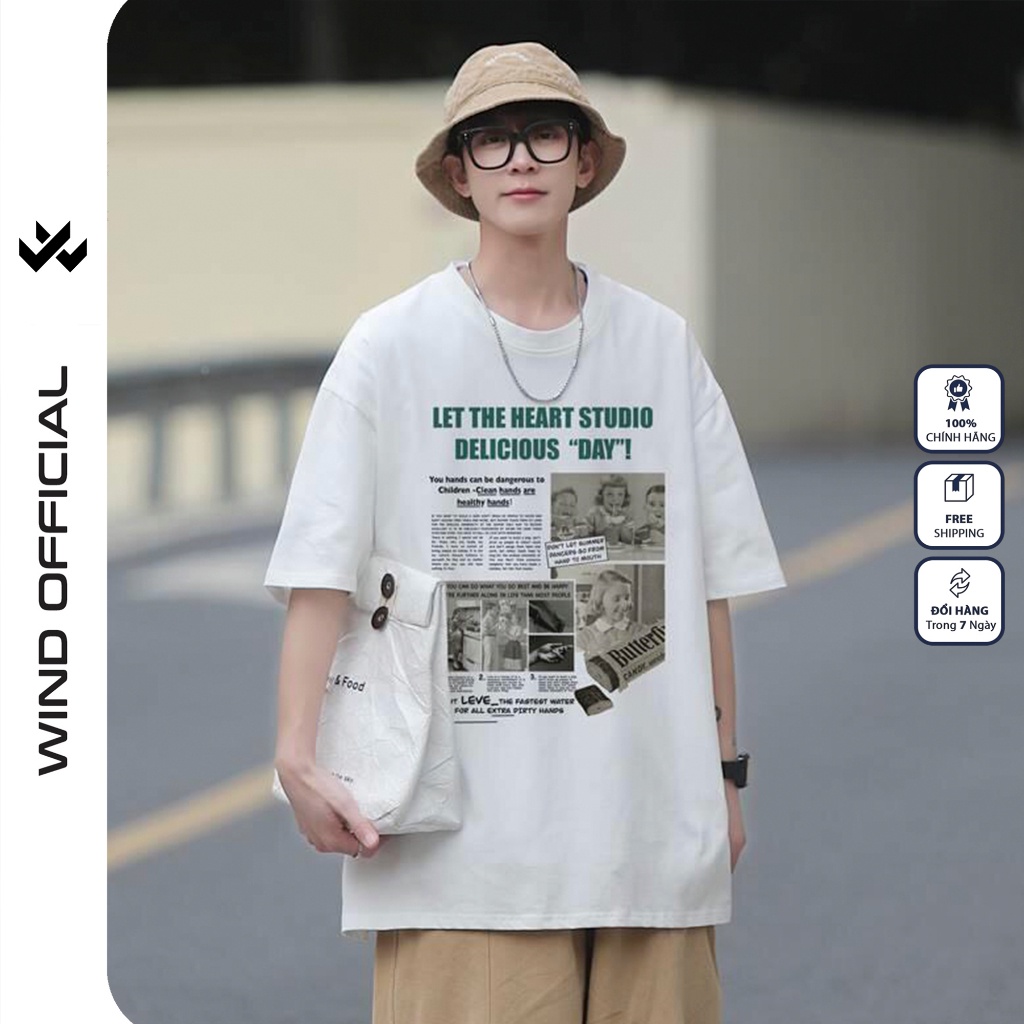 Áo thun tay lỡ WIND unisex form rộng SPAPER 65% cotton thời trang nam nữ oversize ulzzang