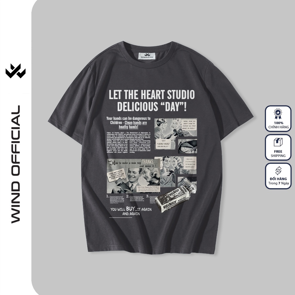 Áo thun tay lỡ WIND unisex form rộng SPAPER 65% cotton thời trang nam nữ oversize ulzzang