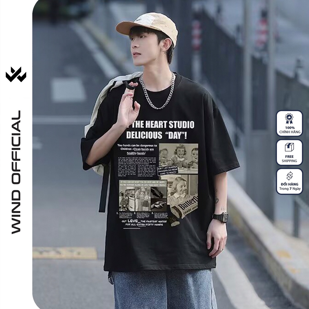Áo thun tay lỡ WIND unisex form rộng SPAPER 65% cotton thời trang nam nữ oversize ulzzang
