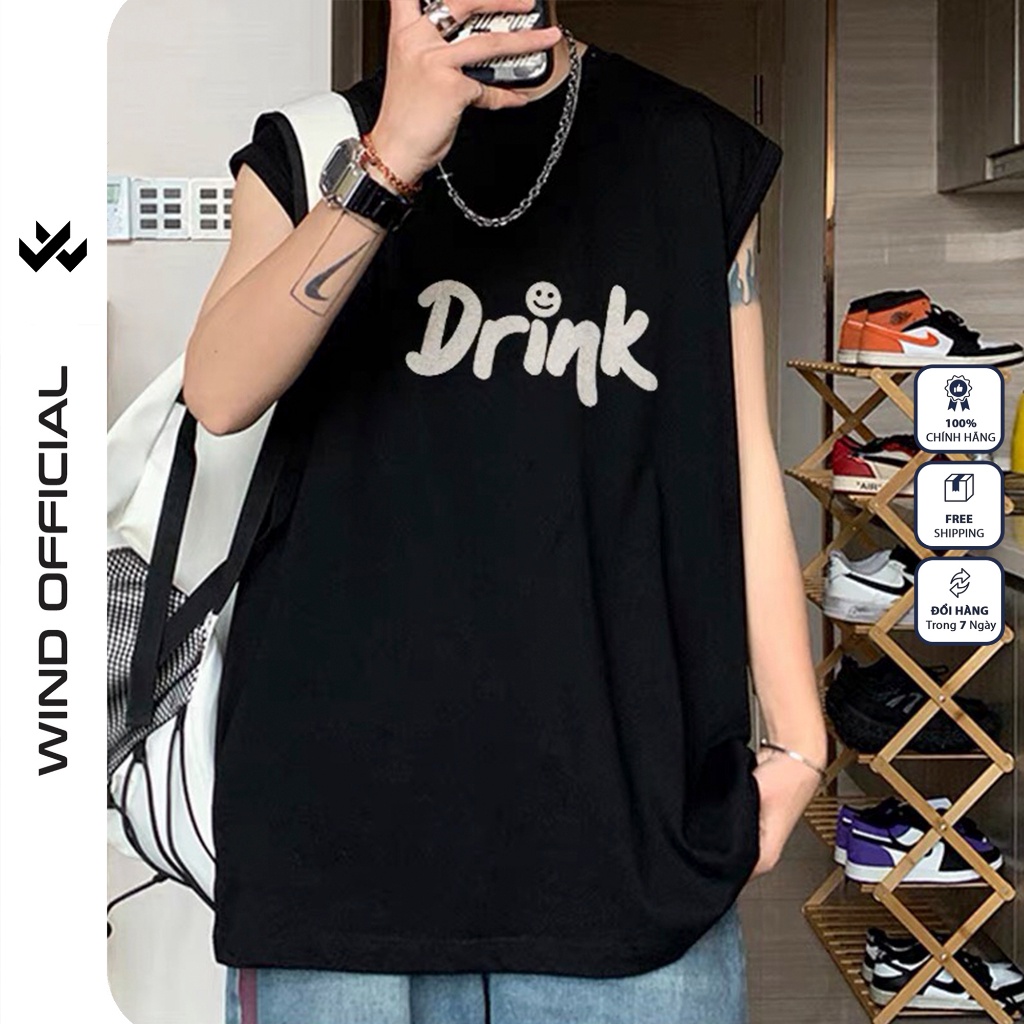 Áo thun ba lỗ WIND unisex form rộng sát nách DRINK thời trang nam nữ oversize ulzzang