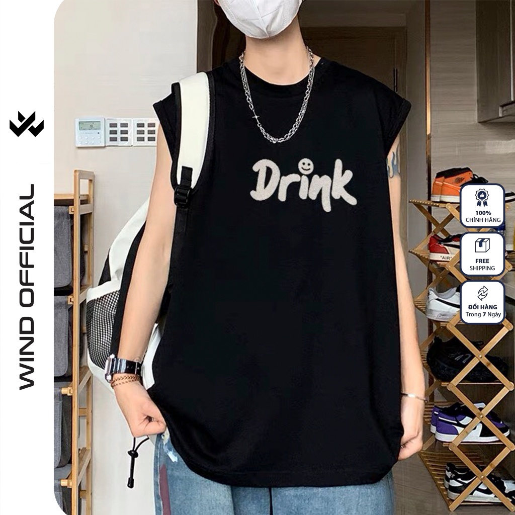 Áo thun ba lỗ WIND unisex form rộng sát nách DRINK thời trang nam nữ oversize ulzzang