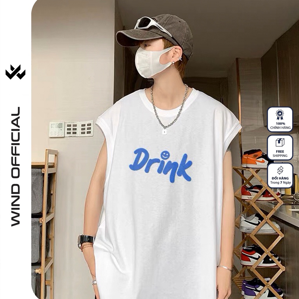 Áo thun ba lỗ WIND unisex form rộng sát nách DRINK thời trang nam nữ oversize ulzzang