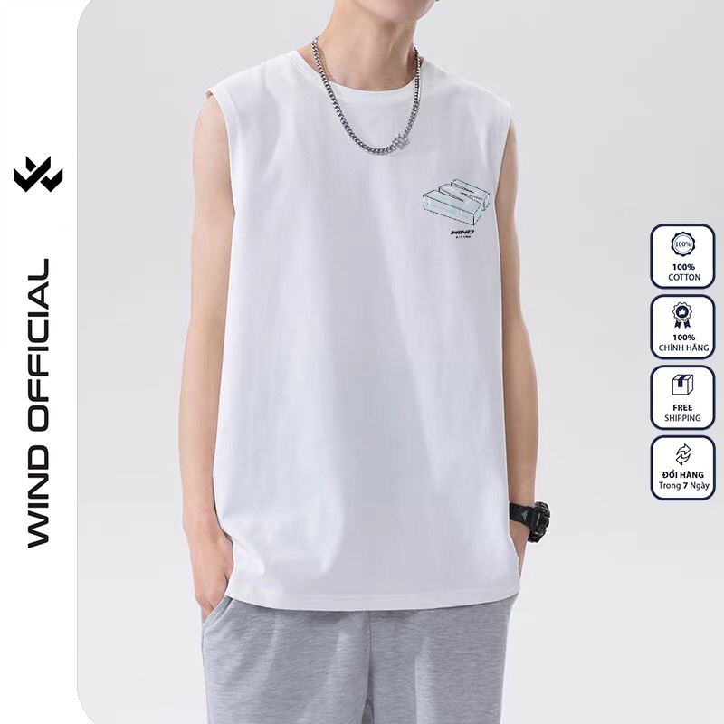 Áo ba lỗ unisex WIND form rộng sát nách 3D tanktop 65% cotton thời trang nam nữ oversize ulzzang