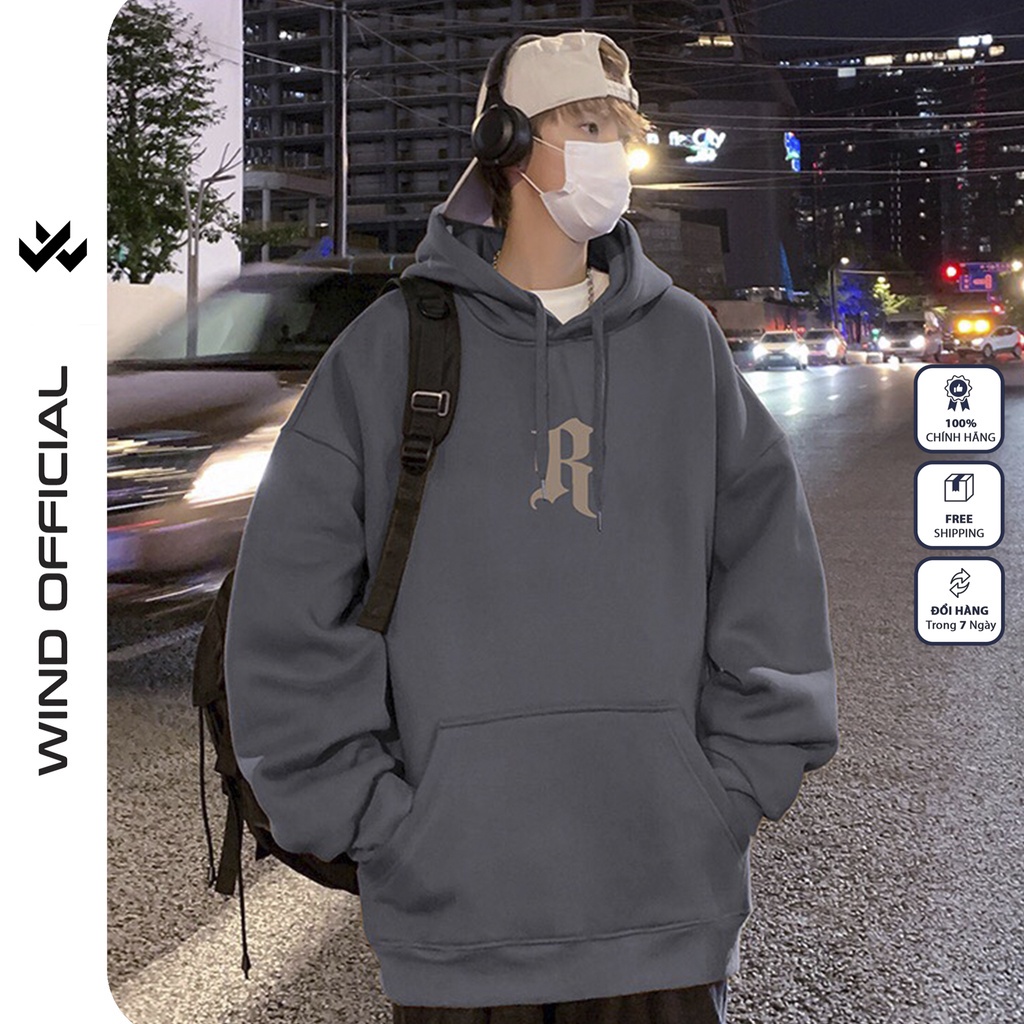 Áo hoodie nam nữ form rộng WIND Chữ R thời trang nam nữ oversize ulzzang