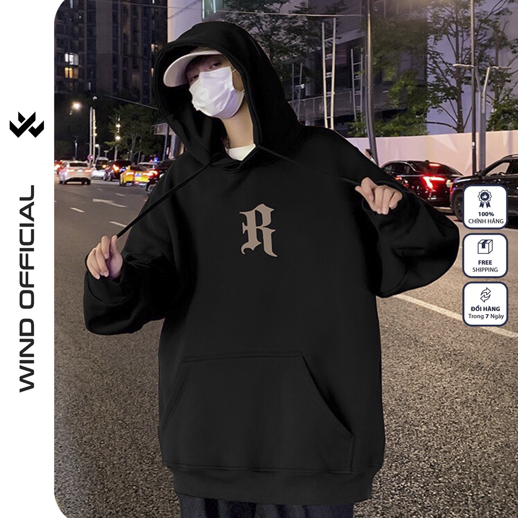 Áo hoodie nam nữ form rộng WIND Chữ R thời trang nam nữ oversize ulzzang