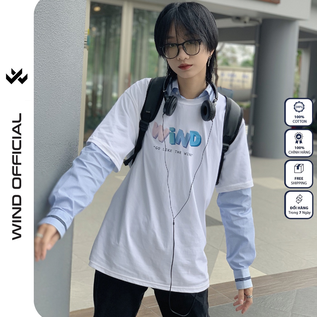 Áo thun tay lỡ form rộng WIND phông unisex 65% cotton COLOR nam nữ oversize ulzzang