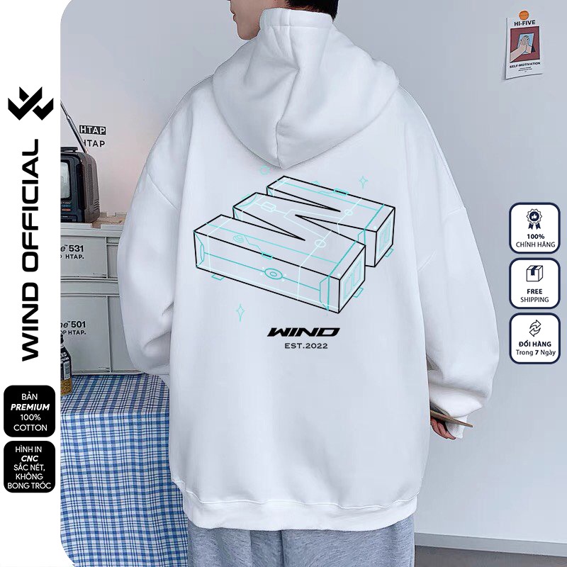 Áo hoodie form rộng WIND unisex bản Premium nỉ ngoại 3D thời trang nam nữ oversize ulzzang