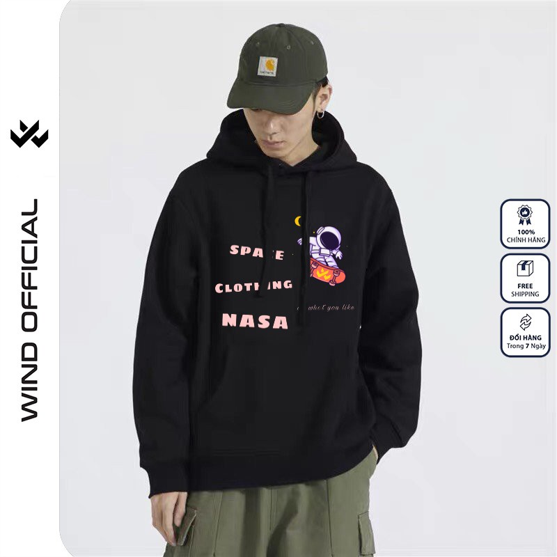 Áo hoodie form rộng WIND unisex nỉ bông HD23 NASA thời trang nam nữ oversize