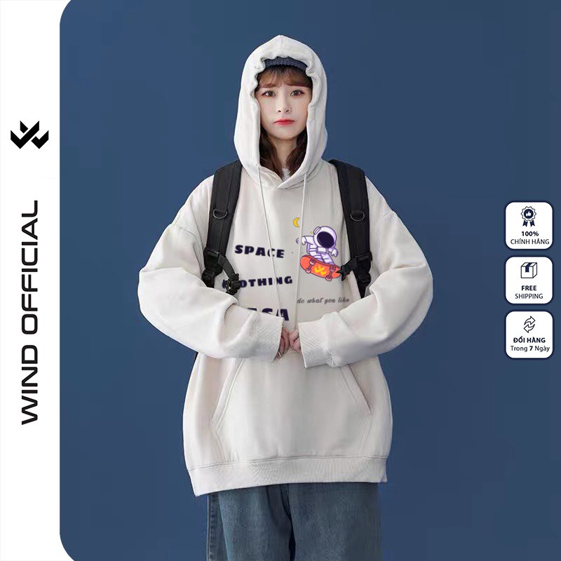 Áo hoodie form rộng WIND unisex nỉ bông HD23 NASA thời trang nam nữ oversize