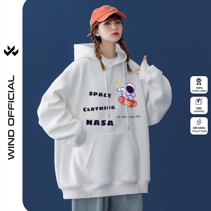 Áo hoodie form rộng WIND unisex nỉ bông HD23 NASA thời trang nam nữ oversize