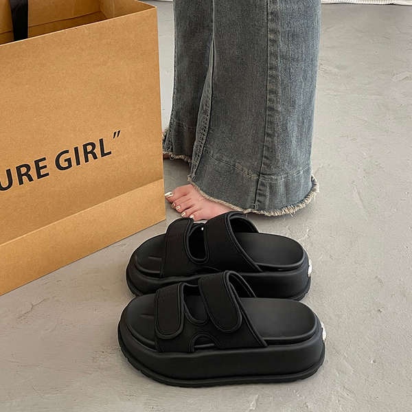 Dép quai ngang đế cao giày xăng đan mùa hè cao và gầy thoải mái đế bệt đế mềm