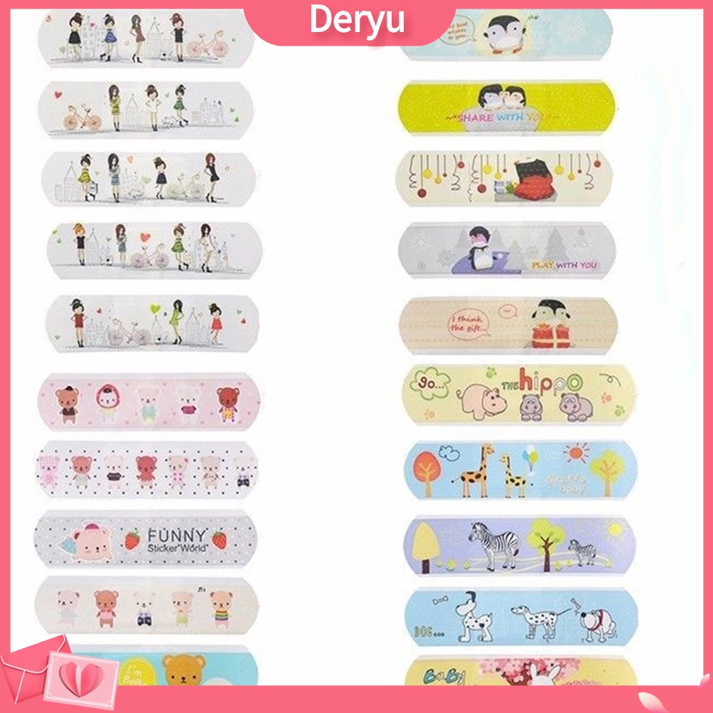 Bộ 10 / 20 / 50 Miếng Dán Vết Thương Bằng Nhựa Chống Thấm Nước Họa Tiết Hoạt Hình Dễ Thương