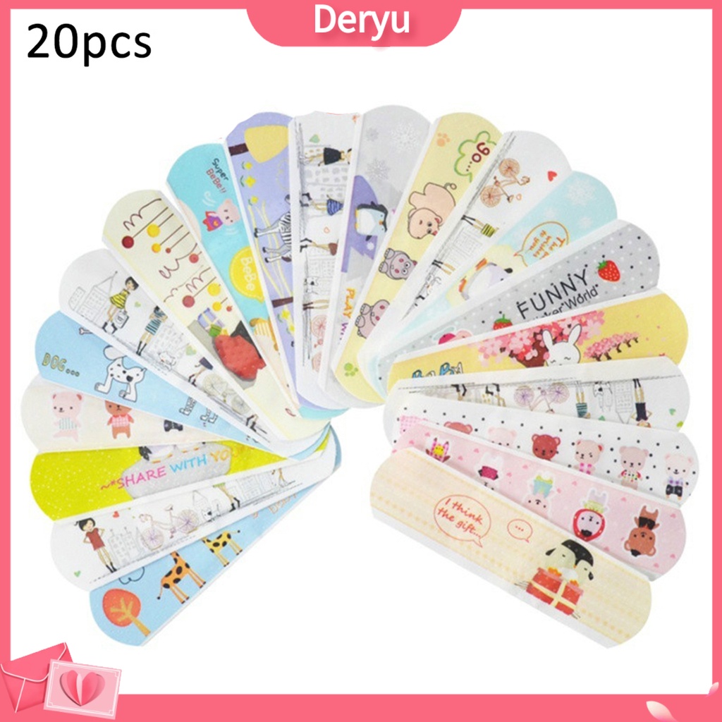 Bộ 10 / 20 / 50 Miếng Dán Vết Thương Bằng Nhựa Chống Thấm Nước Họa Tiết Hoạt Hình Dễ Thương