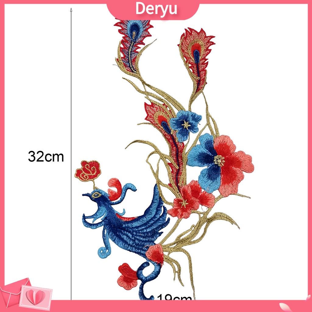 Cá Tuyết| 1 Cặp Miếng Vá Thêu Hình Chim Phượng Hoàng Bằng Polyester Trang Trí Sườn Xám