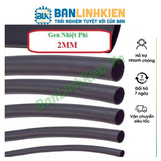 Dây Co Nhiệt (Gen Co Nhiệt) Phi 2 Đen 1 Mét