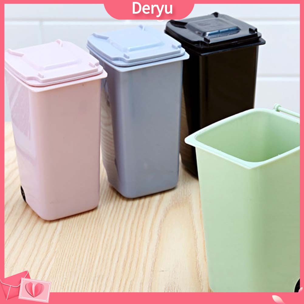 Lọ đựng bút hình thùng rác mini để bàn có bánh xe tiện dụng