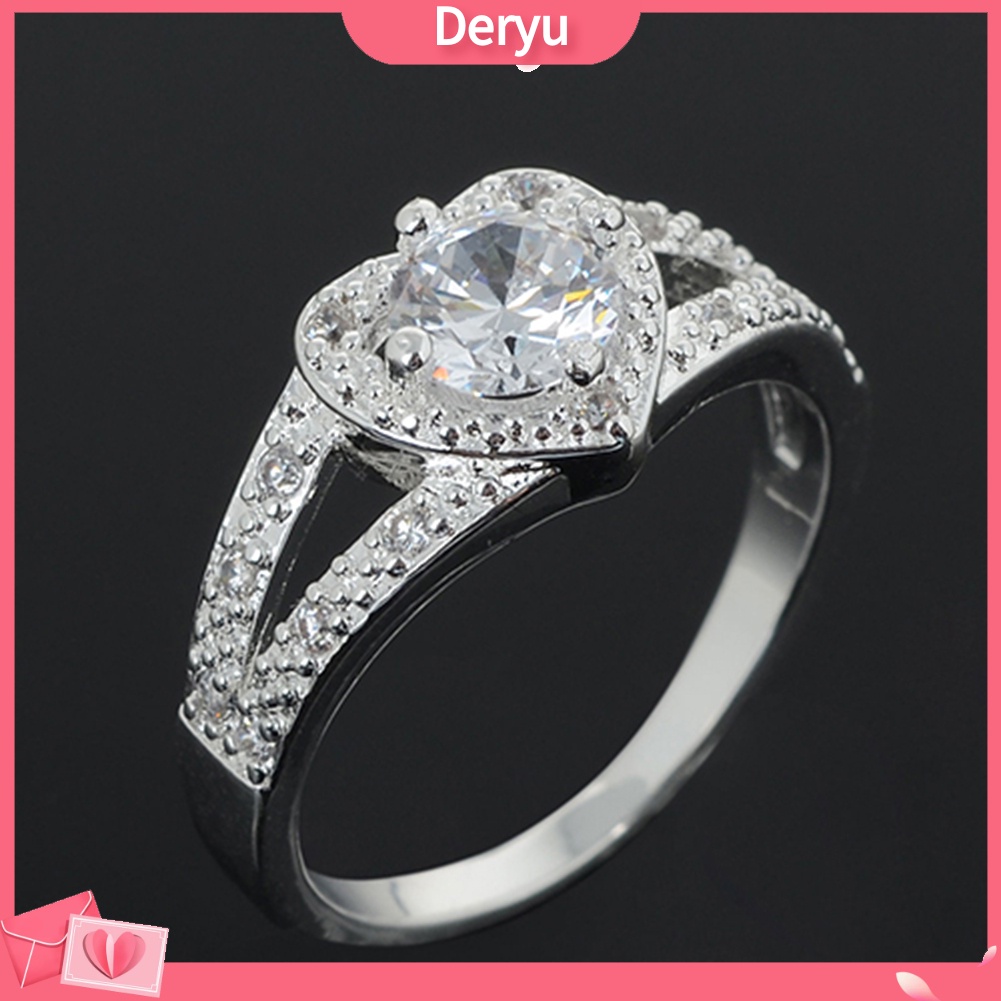 Nhẫn bằng bạc 925 đính đá pha lê hình trái tim thời trang sang trọng cho nữ