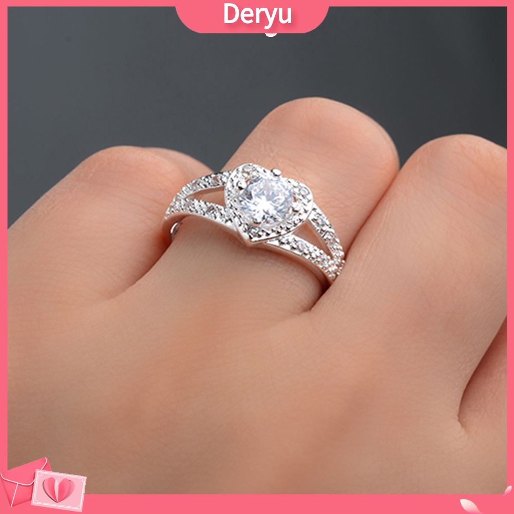 Nhẫn bằng bạc 925 đính đá pha lê hình trái tim thời trang sang trọng cho nữ