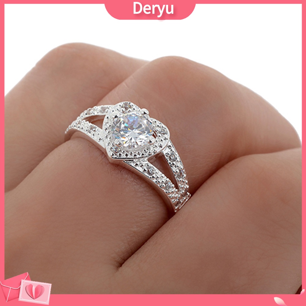 Nhẫn bằng bạc 925 đính đá pha lê hình trái tim thời trang sang trọng cho nữ