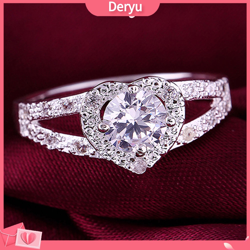 Nhẫn bằng bạc 925 đính đá pha lê hình trái tim thời trang sang trọng cho nữ