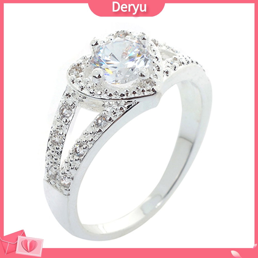 Nhẫn bằng bạc 925 đính đá pha lê hình trái tim thời trang sang trọng cho nữ