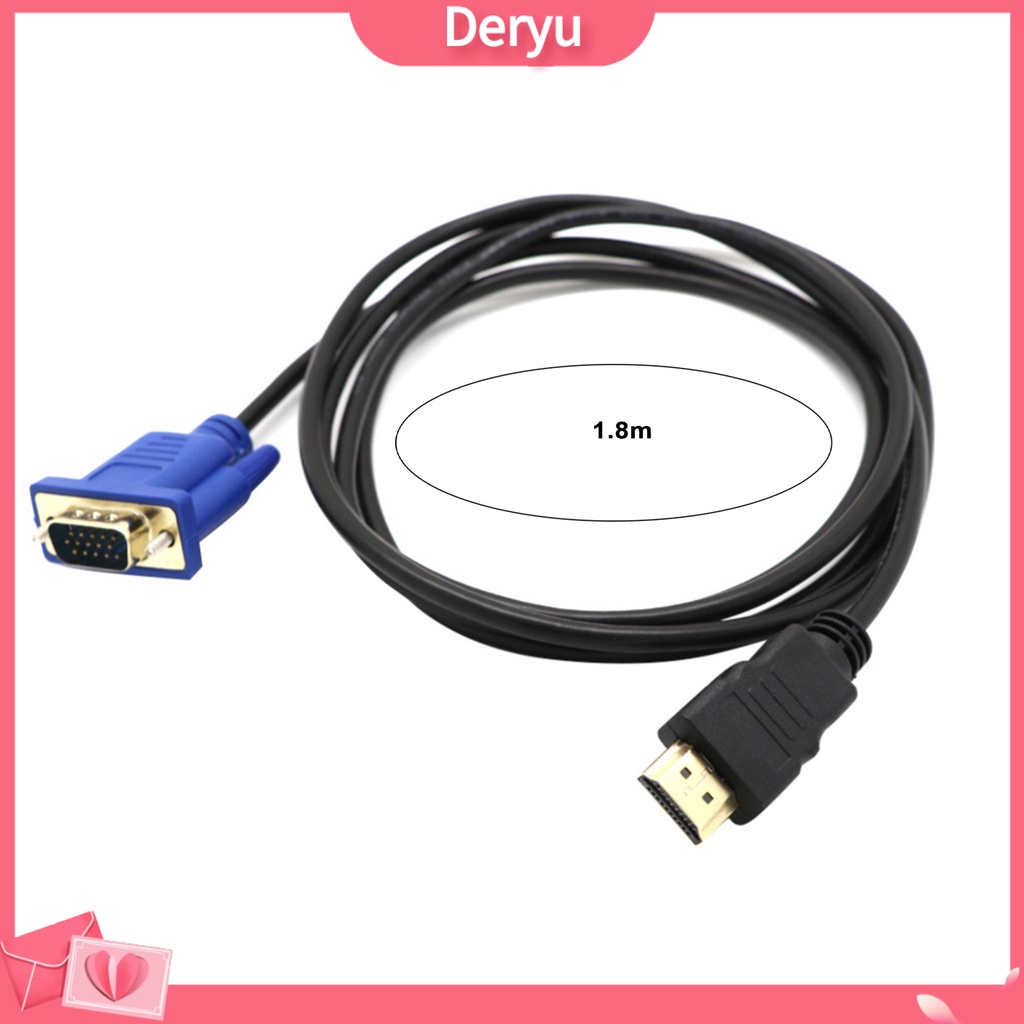 Dây cáp chuyển đổi cổng HDMI sang VGA dài 1.8m 1080P dành cho máy tính DVD HDTV