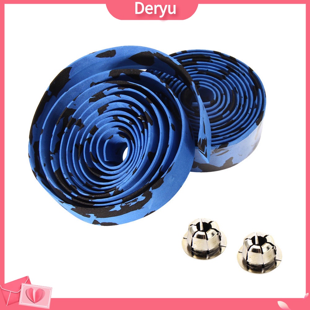 Set 2 cuộn băng quấn ghi đông xe đạp bằng cao su kèm 2 nút bịt chuyên dụng