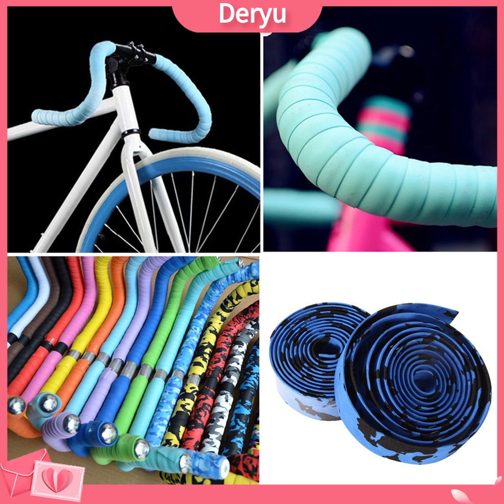 Set 2 cuộn băng quấn ghi đông xe đạp bằng cao su kèm 2 nút bịt chuyên dụng