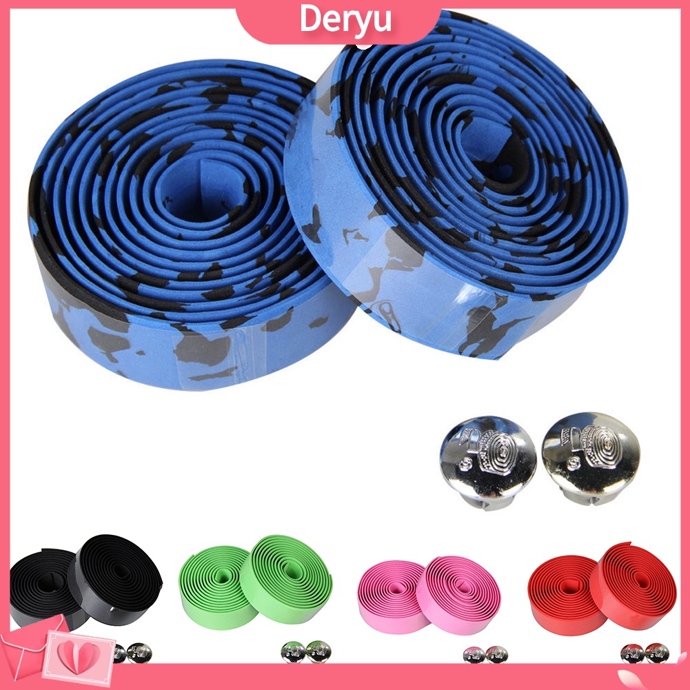 Set 2 cuộn băng quấn ghi đông xe đạp bằng cao su kèm 2 nút bịt chuyên dụng