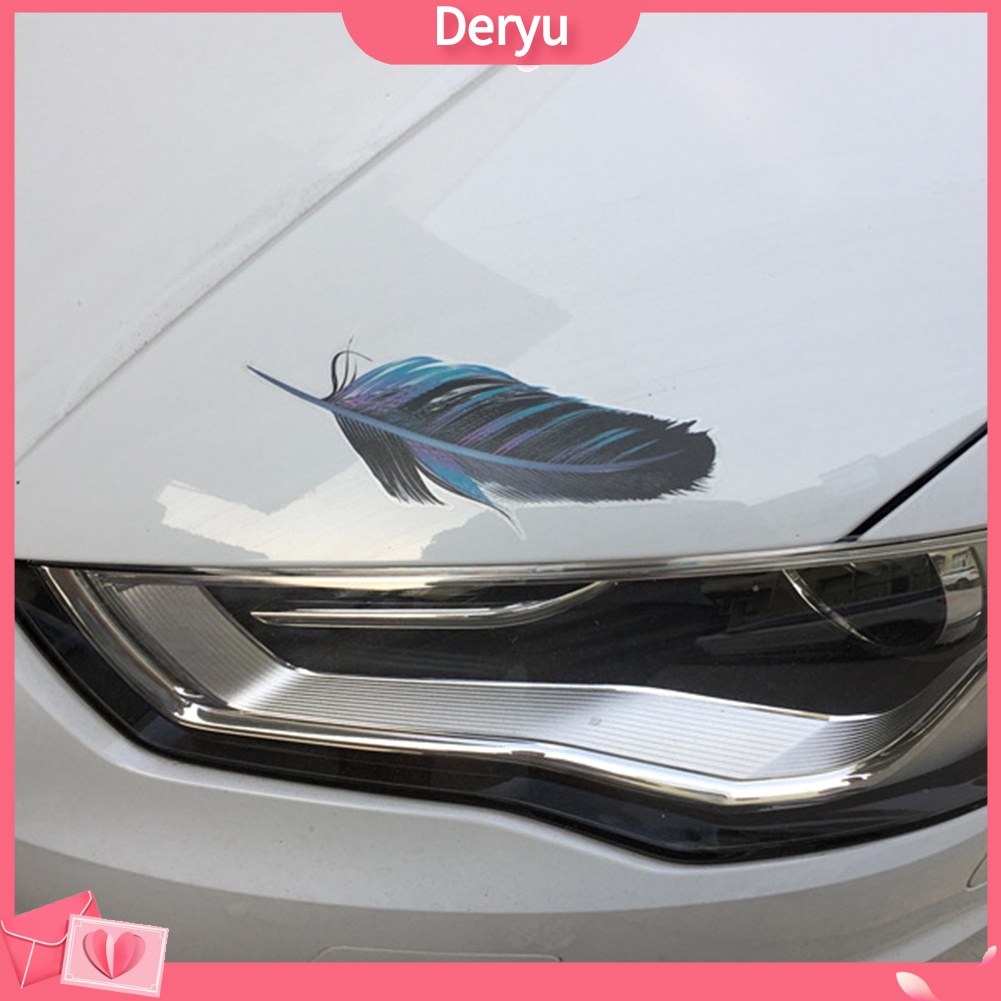 1 Bộ Đề Can Dán Trang Trí Gương Chiếu Hậu Xe Hơi Hình Lông Vũ Nhiều Màu Sắc Sáng Tạo