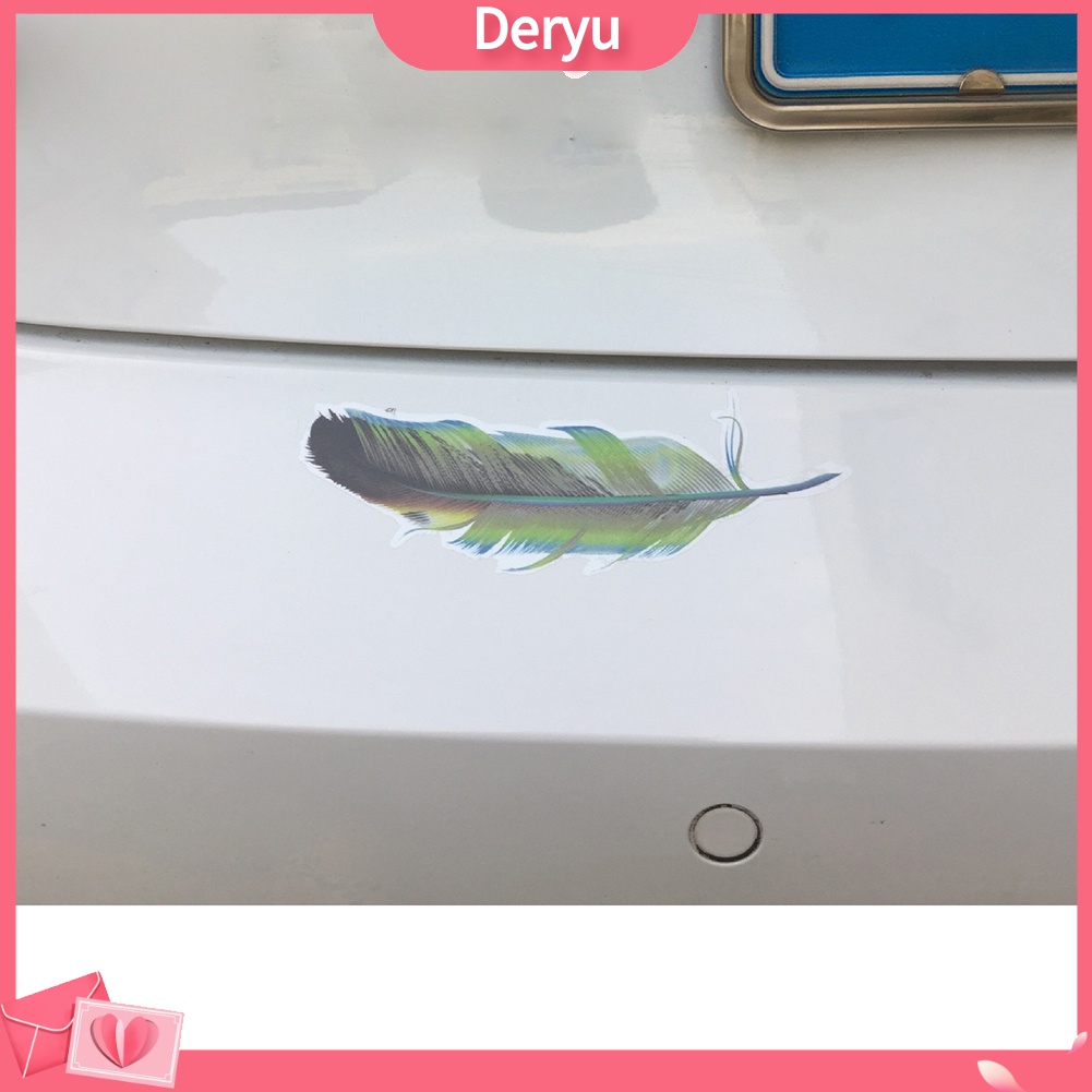 1 Bộ Đề Can Dán Trang Trí Gương Chiếu Hậu Xe Hơi Hình Lông Vũ Nhiều Màu Sắc Sáng Tạo