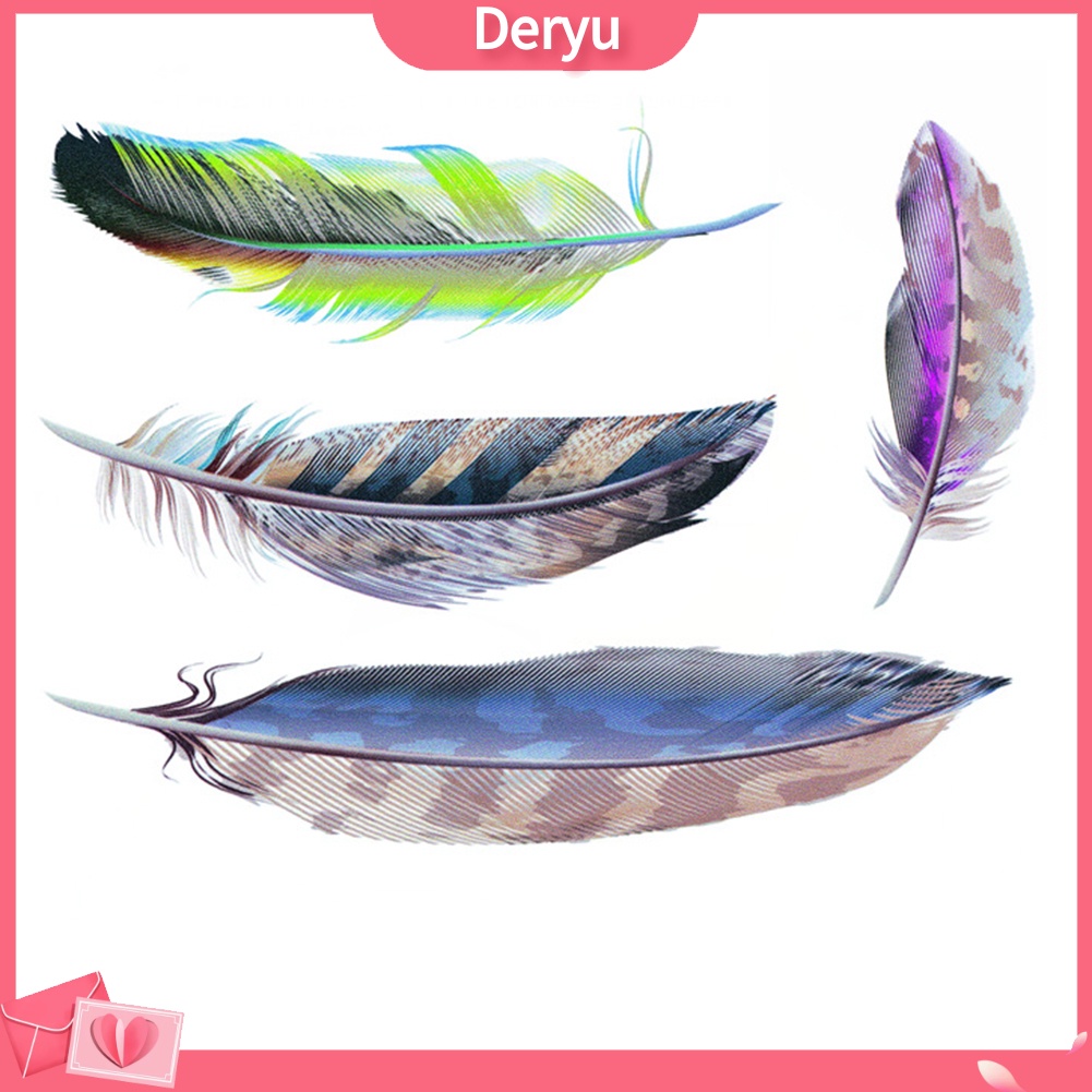 1 Bộ Đề Can Dán Trang Trí Gương Chiếu Hậu Xe Hơi Hình Lông Vũ Nhiều Màu Sắc Sáng Tạo