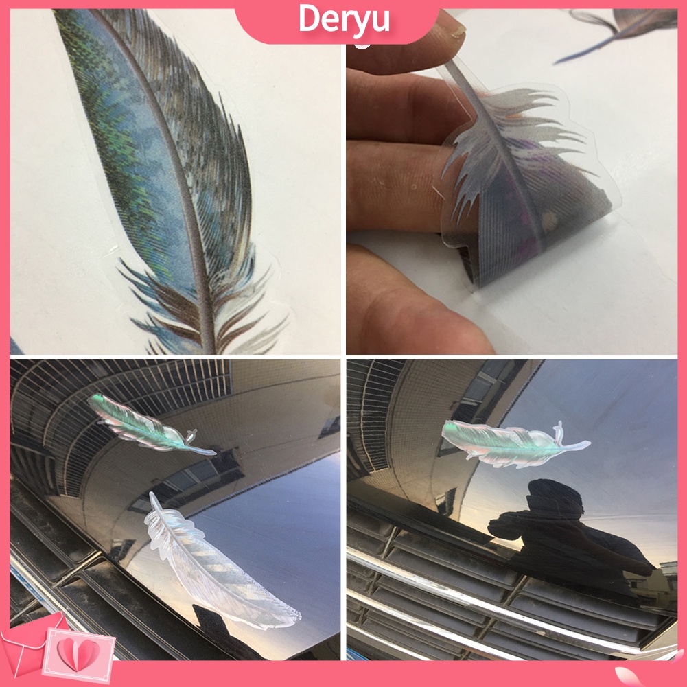 1 Bộ Đề Can Dán Trang Trí Gương Chiếu Hậu Xe Hơi Hình Lông Vũ Nhiều Màu Sắc Sáng Tạo