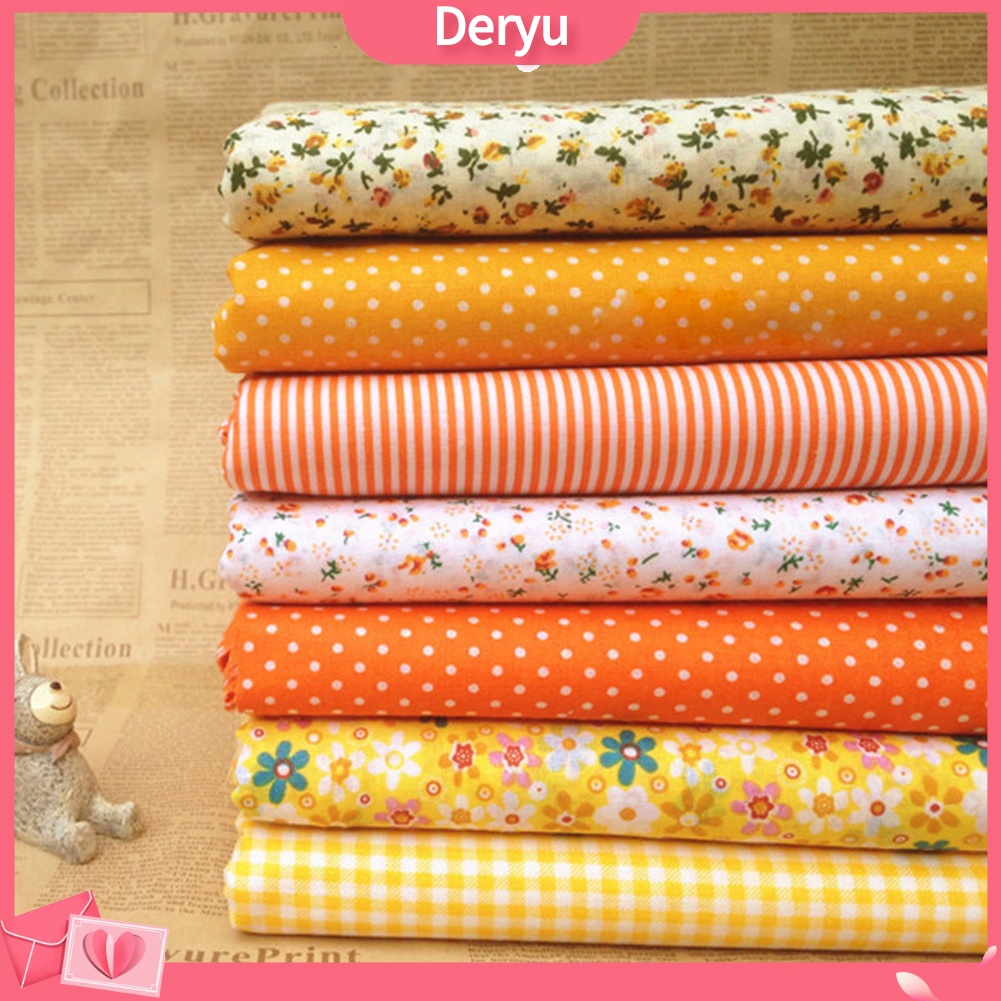 Set 7 tấm vải cotton họa tiết tùy chọn dùng may vá làm đồ thủ công DIY