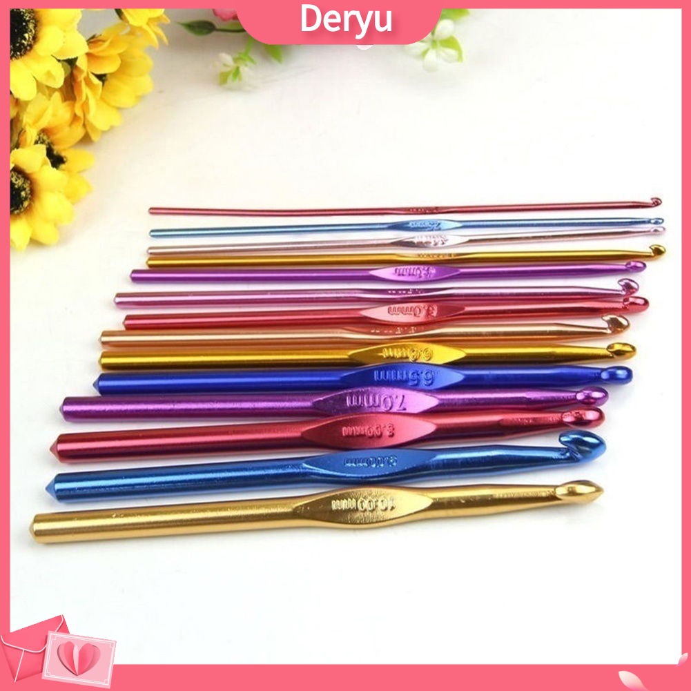 Bộ 8 kim móc len bằng nhôm nhiều màu sắc tùy chọn 2-5.5mm