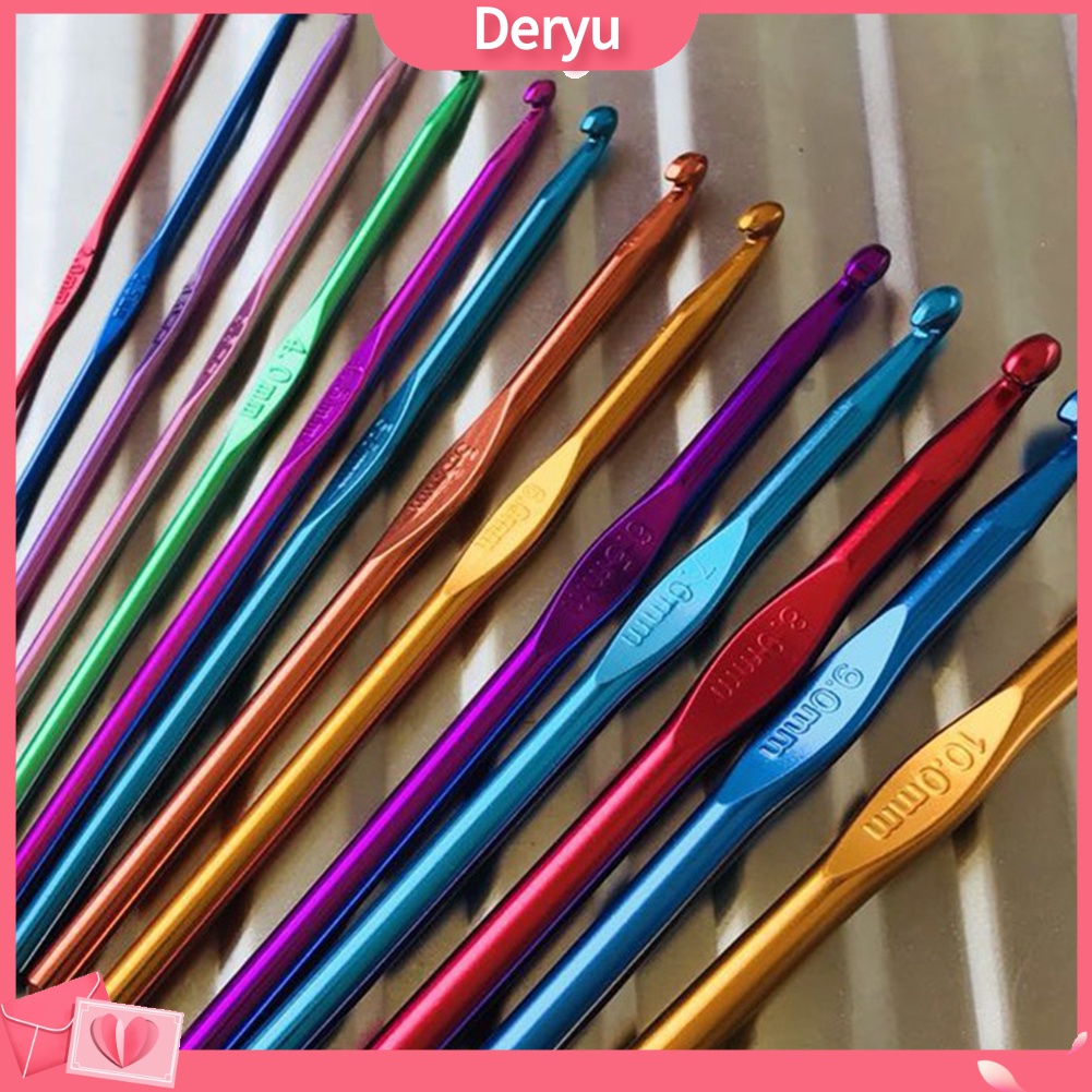 Bộ 8 kim móc len bằng nhôm nhiều màu sắc tùy chọn 2-5.5mm