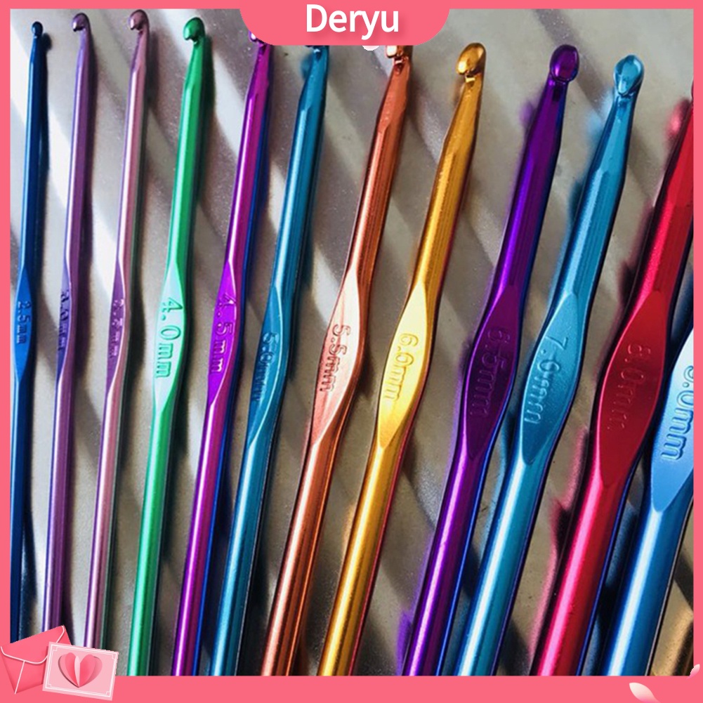 Bộ 8 kim móc len bằng nhôm nhiều màu sắc tùy chọn 2-5.5mm