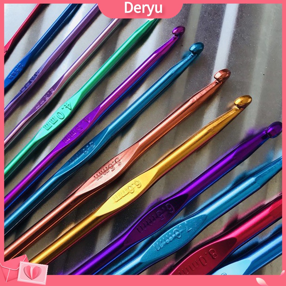 Bộ 8 kim móc len bằng nhôm nhiều màu sắc tùy chọn 2-5.5mm