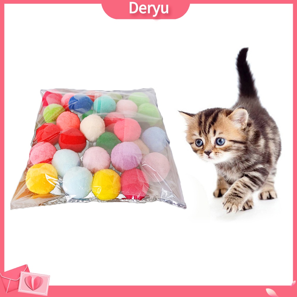 Bộ 10/20/30 bóng lông polyester xinh xắn dùng làm đồ chơi cho mèo cưng